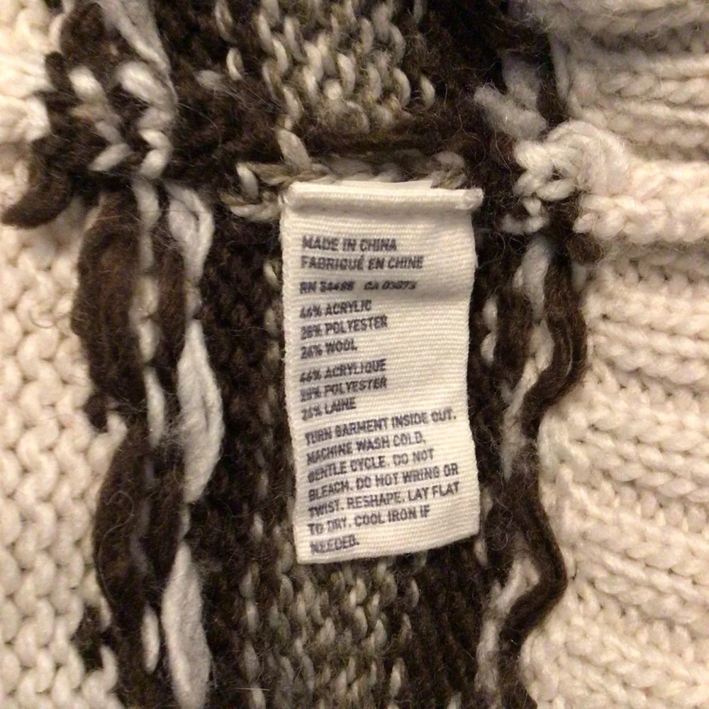 American Eagle Brown Cream Fair Isle Wool Blend Sweater Small